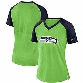 Women Seattle Seahawks Nike Top V Neck T-Shirt Neon Green College Navy,baseball caps,new era cap wholesale,wholesale hats